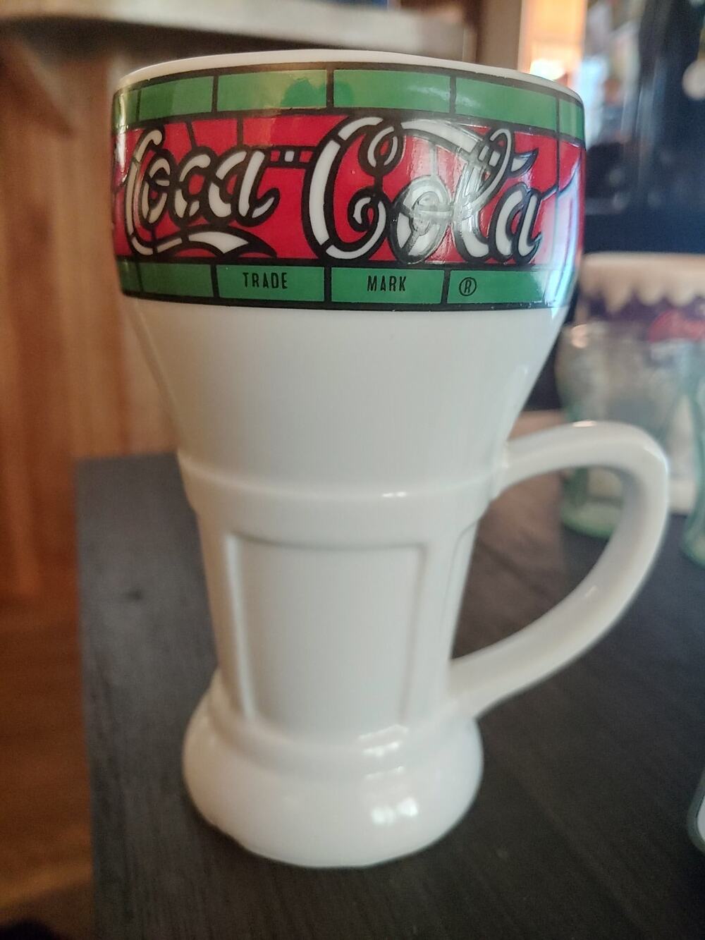 Vintage stained Glass Mann Made Mugs Coca Cola Mug